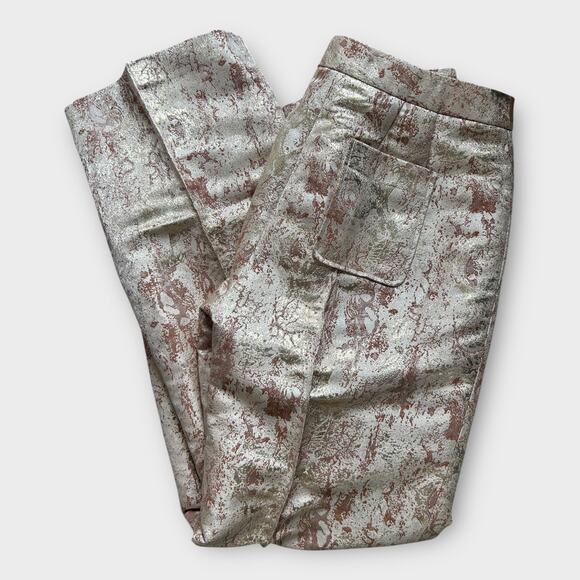 FIGUE Sioban Bronze Gold Metallic Brocade Straight Leg Trouser Dress Pants 8 - Picture 13 of 13